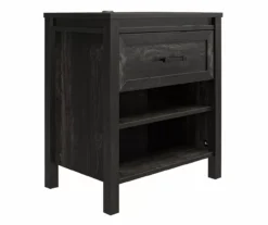 Silverton Black Oak Nightstand With USB Charging -Living Room Furniture Store 810569984 4