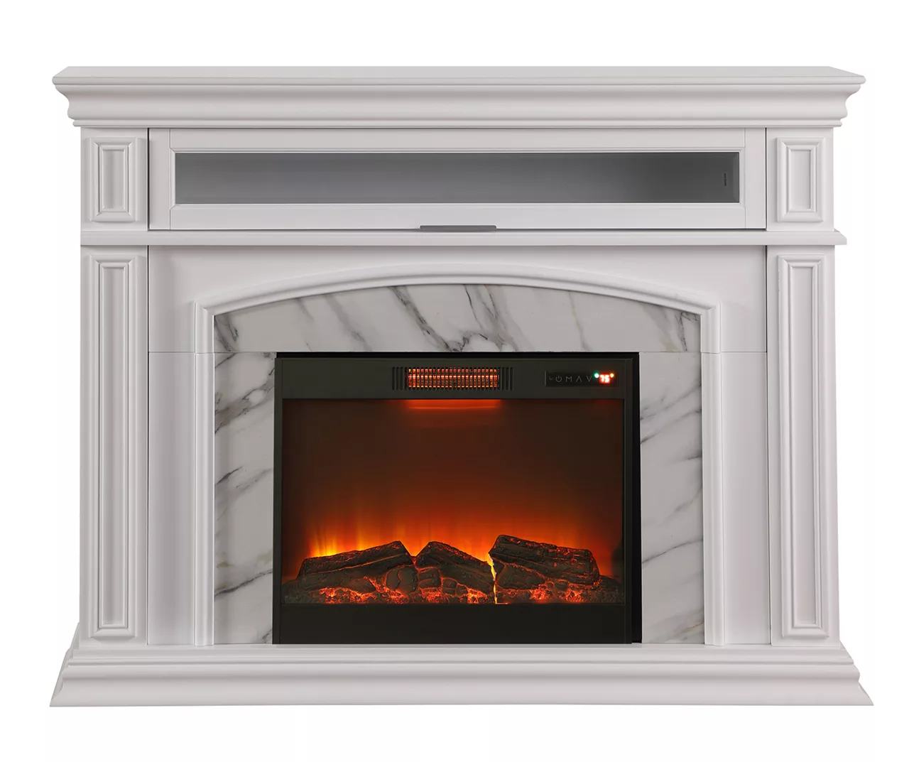 62" Grand White Faux Marble Electric Fireplace 3 62" Grand White Faux Marble Electric Fireplace