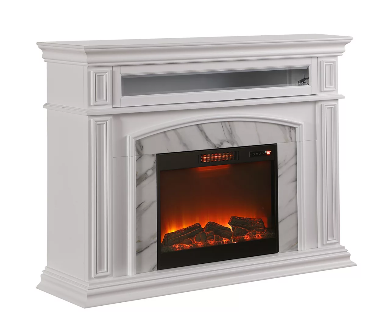 62" Grand White Faux Marble Electric Fireplace 4 62" Grand White Faux Marble Electric Fireplace - Image 2