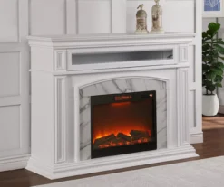 62" Grand White Faux Marble Electric Fireplace 9 62" Grand White Faux Marble Electric Fireplace -Living Room Furniture Store 810570728 4