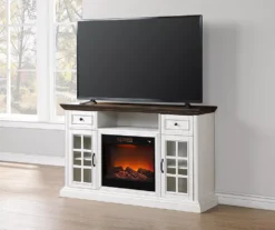 60" White 2-Tone Electric Fireplace Console -Living Room Furniture Store 810570730 3