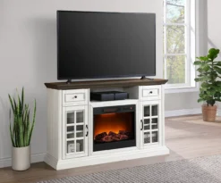 60" White 2-Tone Electric Fireplace Console -Living Room Furniture Store 810570730 41