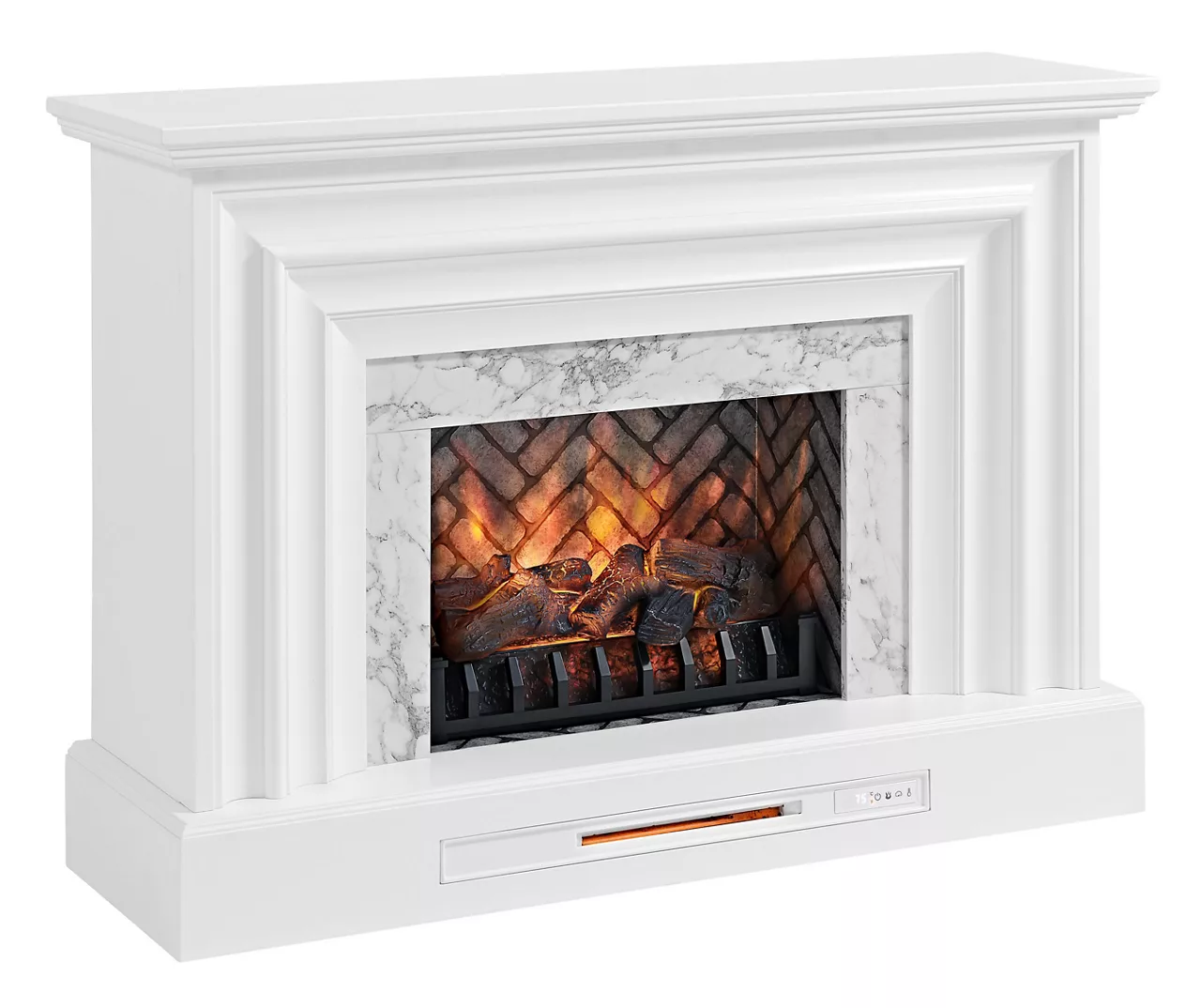 53.5" White Marble Petite Grand Electric Fireplace 4 53.5" White Marble Petite Grand Electric Fireplace - Image 2