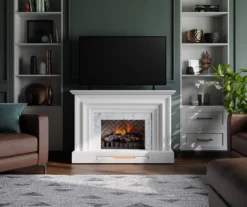 53.5" White Marble Petite Grand Electric Fireplace 8 53.5" White Marble Petite Grand Electric Fireplace -Living Room Furniture Store 810570829 3