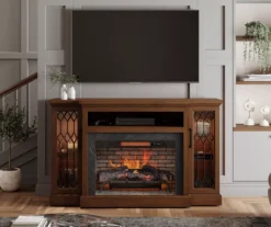 66" Heirloom Cherry Electric Fireplace Console -Living Room Furniture Store 810570830 31