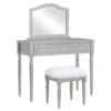 Vanity Table Set With Mirror & Faux Fur Stool 2 Vanity Table Set With Mirror & Faux Fur Stool -Living Room Furniture Store 810575929 810575928 A0