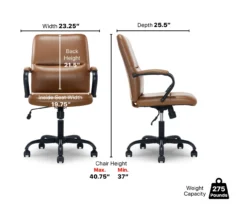 Camel Brown Vegan Leather Office Chair 25 Camel Brown Vegan Leather Office Chair -Living Room Furniture Store 810583520 A6