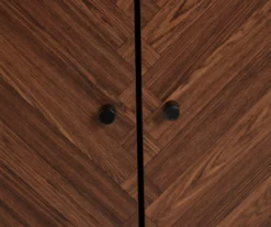 Walnut Chevron 2-Door Storage Cabinet -Living Room Furniture Store 810584249 3