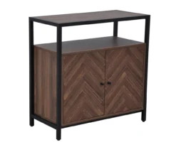 Walnut Chevron 2-Door Storage Cabinet -Living Room Furniture Store 810584249 A1