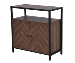 Walnut Chevron 2-Door Storage Cabinet -Living Room Furniture Store 810584249 A3