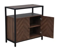 Walnut Chevron 2-Door Storage Cabinet -Living Room Furniture Store 810584249 A7 3