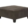 Navi Smoke Faux Leather Oversize Accent Ottoman -Living Room Furniture Store 810587441 1