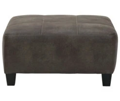 Navi Smoke Faux Leather Oversize Accent Ottoman -Living Room Furniture Store 810587441 2