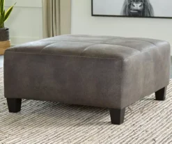 Navi Smoke Faux Leather Oversize Accent Ottoman -Living Room Furniture Store 810587441 4