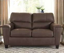 Navi Chestnut Faux Leather Loveseat -Living Room Furniture Store 810587484 5