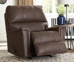 Navi Chestnut Faux Leather Rocker Recliner -Living Room Furniture Store 810587485 71