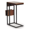 Walnut Drop-Leaf C Side Table With USB Charging -Living Room Furniture Store 810587517