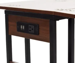 Walnut Drop-Leaf C Side Table With USB Charging -Living Room Furniture Store 810587517 3