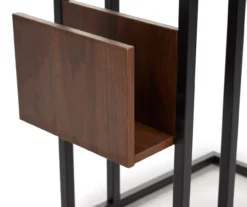 Walnut Drop-Leaf C Side Table With USB Charging -Living Room Furniture Store 810587517 4