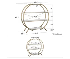 Amelia Faux Marble 4-Shelf Bookcase -Living Room Furniture Store 810589033 2