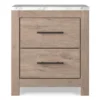 Senniberg Oak & Faux Calcutta 2-Drawer Nightstand -Living Room Furniture Store 810589298 1