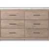 Senniberg Oak & Faux Calcutta 6-Drawer Dresser -Living Room Furniture Store 810589299 1