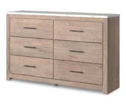 Senniberg Oak & Faux Calcutta 6-Drawer Dresser -Living Room Furniture Store 810589299 2