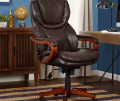 Conway Dark Brown Big & Tall Bonded Leather Office Chair -Living Room Furniture Store 810590381 2