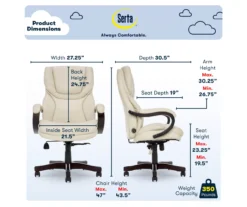 Conway Ivory Big & Tall Bonded Leather Office Chair -Living Room Furniture Store 810590382 6