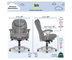 Claremont Gray Bonded Leather Office Chair -Living Room Furniture Store 810590392 6