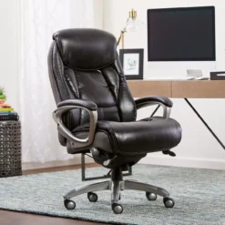 Lautner Gray Executive Bonded Leather Office Chair -Living Room Furniture Store 810590397 21 1
