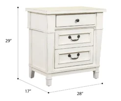 Kali Weathered White 3-Drawer Nightstand -Living Room Furniture Store 810591522 2