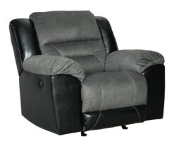 Earhart Slate Faux Leather Rocker Recliner -Living Room Furniture Store 810594581 1