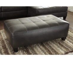 Nokomis Charcoal Faux Leather Oversize Accent Ottoman -Living Room Furniture Store 810594650 2