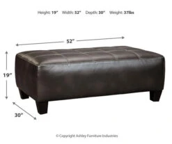 Nokomis Charcoal Faux Leather Oversize Accent Ottoman -Living Room Furniture Store 810594650 3