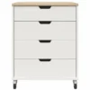 Evolution Vantage White & Weathered Oak 4-Drawer Storage Cart -Living Room Furniture Store 810597741
