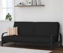 DHP Elbern Black Metal Futon With Black Microfiber Cover -Living Room Furniture Store 810598097 3