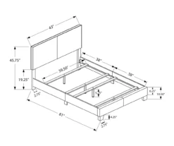 Monarch Faux Leather Twin Bed -Living Room Furniture Store 810598496 A7