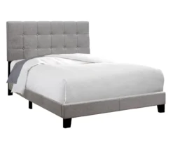 Monarch Linen Tufted Low Profile Bed -Living Room Furniture Store 810598497 A0