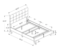 Monarch Linen Tufted Low Profile Bed -Living Room Furniture Store 810598499 A7