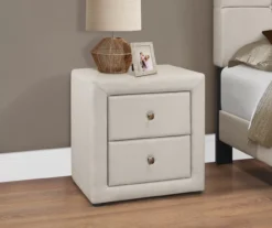 Monarch Linen Upholstered Nightstand -Living Room Furniture Store 810598501 B0