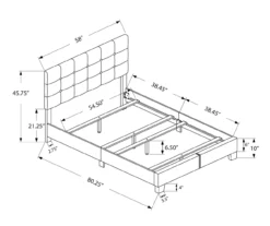 Monarch Linen Tufted Low Profile Bed -Living Room Furniture Store 810598502 A7