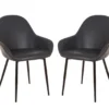 Mid-Century Modern Navy Faux Leather Dining Chairs, 2-Pack -Living Room Furniture Store 810598714 A0 1