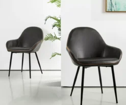 Glitzhome Mid-Century Modern Faux Leather Dining Chairs, 2-Pack -Living Room Furniture Store 810598715 A0 4 1