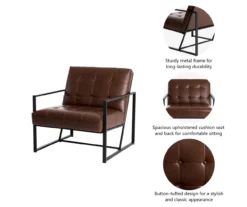 Glitzhome Modern Industrial Faux Leather Accent Chairs, 2-Pack -Living Room Furniture Store 810598913 A0 7