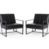 Glitzhome Modern Industrial Faux Leather Accent Chairs, 2-Pack -Living Room Furniture Store 810598914 A0 1