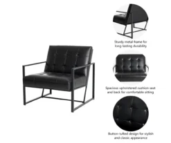 Glitzhome Modern Industrial Faux Leather Accent Chairs, 2-Pack -Living Room Furniture Store 810598914 A0 7