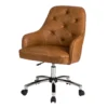 Caramel Brown Faux Leather Tufted Adjustable Office Chair -Living Room Furniture Store 810598931 A0 1