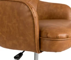 Caramel Brown Faux Leather Tufted Adjustable Office Chair -Living Room Furniture Store 810598931 A0 4