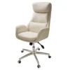 Cream Mid-Century Modern Faux Leather Executive Office Chair -Living Room Furniture Store 810598938 A0 1